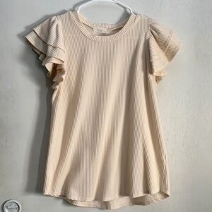 La Coqueta Cream Ruffle-Sleeve Women's Top